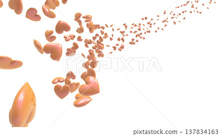 3D hearts dancing on a white background Abstract background: Love, gratitude, celebration, Valentine's Day, wedding 137834163