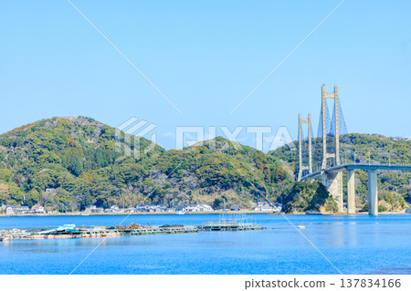 Yobuko Bridge in early spring, Karatsu City, Saga Prefecture 137834166