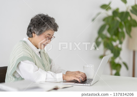 Senior woman working on a laptop Senior woman working on a laptop 137834206