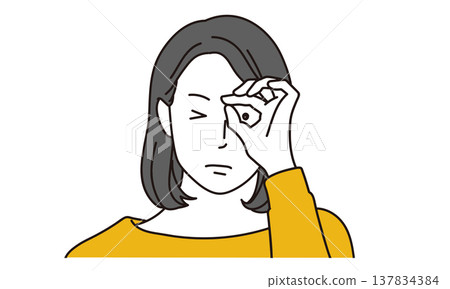 一位仔細觀察並思考的女性的插圖 一位仔細觀察並思考的女性的插圖 137834384