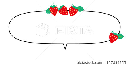 Strawberry-themed oval speech bubble decoration conversation frame Strawberry-themed oval speech bubble decoration conversation frame 137834555