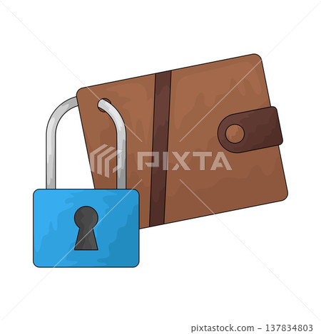 Illustration of Wallet with Lock Illustration of Wallet with Lock 137834803