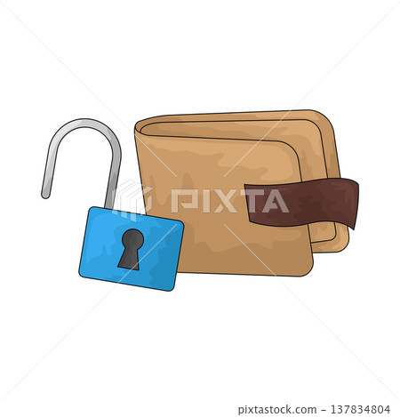 Illustration of Wallet with Unlock Illustration of Wallet with Unlock 137834804