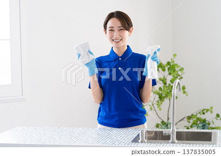 Young woman doing house cleaning lifestyle image Young woman doing house cleaning lifestyle image 137835005