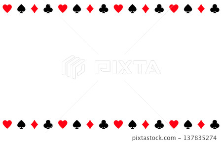 A frame background featuring playing card symbols. Decorative frames of suits arranged vertically. A frame background featuring playing card symbols. Decorative frames of suits arranged vertically. 137835274