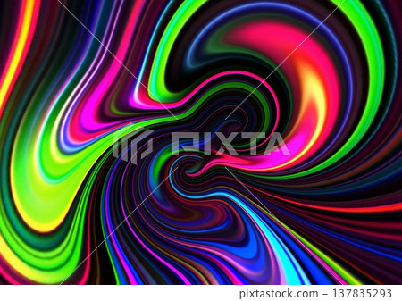 Colorful neon light wavy lines flowing against a black background - Technology/Digital Background Colorful neon light wavy lines flowing against a black background - Technology/Digital Background 137835293