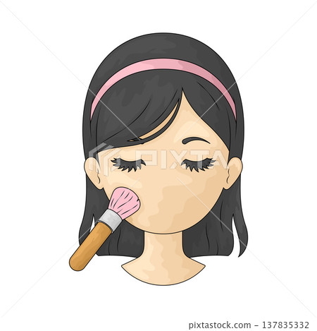 Illustration of woman doing Makeup 137835332