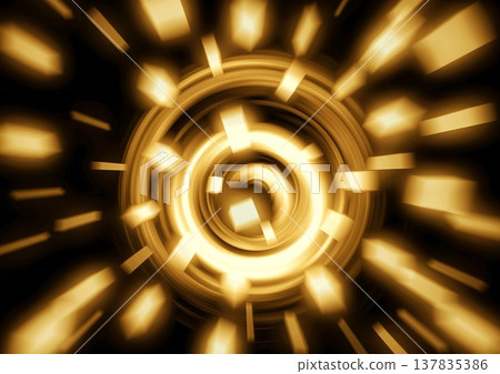 A swirling wave of golden neon light against a black background. Technology/Digital background. A swirling wave of golden neon light against a black background. Technology/Digital background. 137835386