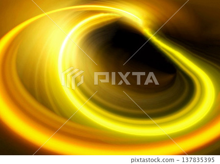 A swirling wave of golden neon light against a black background. Technology/Digital background. A swirling wave of golden neon light against a black background. Technology/Digital background. 137835395