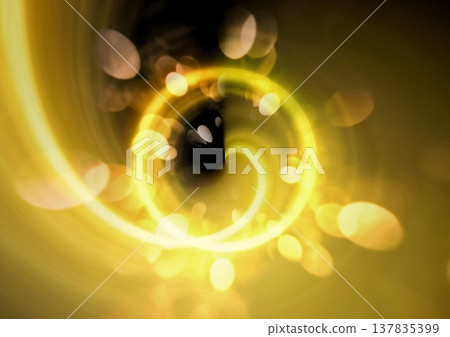 A swirling wave of golden neon light against a black background. Technology/Digital background. A swirling wave of golden neon light against a black background. Technology/Digital background. 137835399
