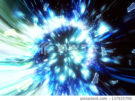Abstract background with blue light particles scattered radially. Abstract background with blue light particles scattered radially. 137835700