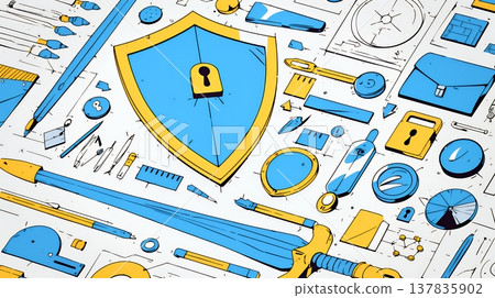 The Importance of Cybersecurity Measures | Business Banner Material for Protecting Information with Locks and Shields 137835902