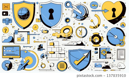 The Importance of Cybersecurity Measures | Business Banner Material for Protecting Information with Locks and Shields 137835910