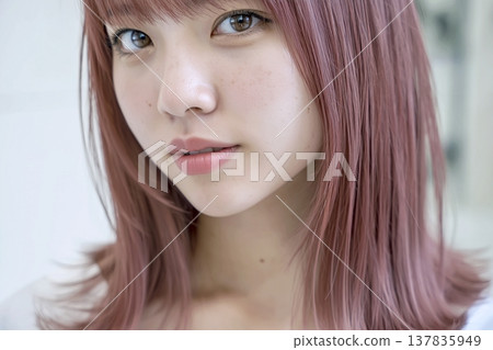 Woman with colored hair Woman with colored hair 137835949