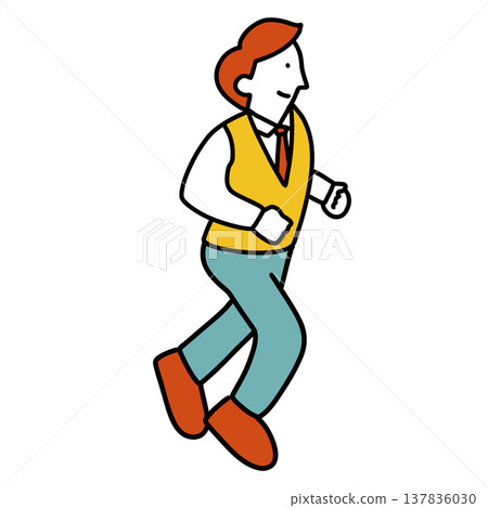 An illustration of a student or businessman running with a highly motivated expression. An illustration of a student or businessman running with a highly motivated expression. 137836030