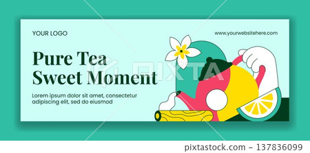 International Tea Day Social Media Cover Flat Cartoon Hand Drawn Background 137836099