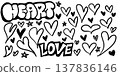 Lots of handwritten hearts and letters 137836146