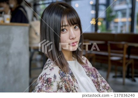 一位身穿碎花洋裝的女士 137836240