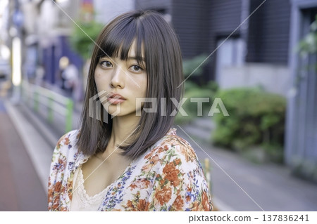 一位身穿碎花洋裝的女士 137836241