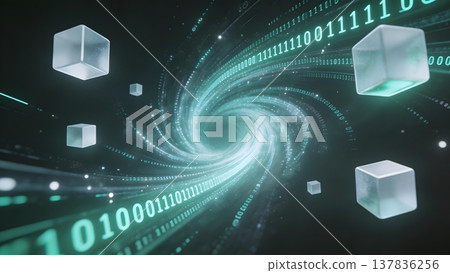 abstract technology background with glowing neon circles 137836256