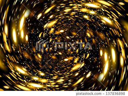 Abstract background with swirling golden light particles | Rotating circular gradient art of light Abstract background with swirling golden light particles | Rotating circular gradient art of light 137836898