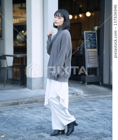 Gray and white fashion for women 137836946