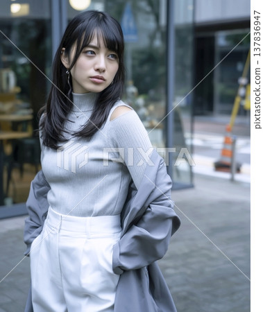 Gray and white fashion for women 137836947