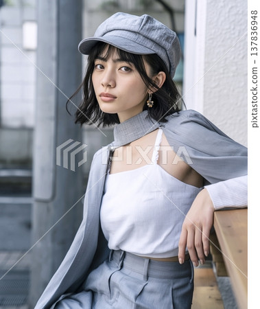 Gray and white fashion for women 137836948