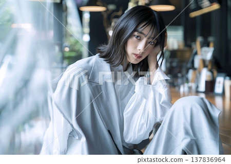 Gray and white fashion for women 137836964