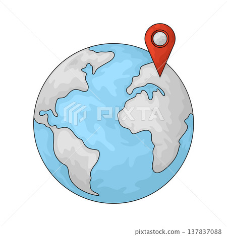 Illustration of Globe with location pin 137837088
