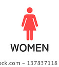 帶有“WOMEN”字樣的女洗手間圖標 137837118