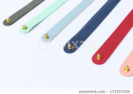 pastel colorful leather strap isolated on white background 137837209