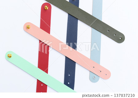 pastel colorful leather strap isolated on white background 137837210