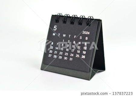 black 2024 calendar isolated on white background 137837223