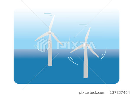 離岸風力發電的簡單示意圖。 離岸風力發電的簡單示意圖。 137837464