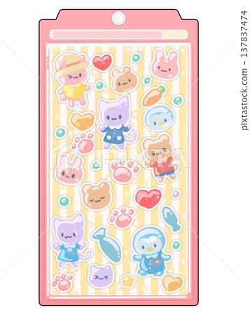 可愛的3D貼紙插圖 137837474