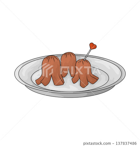Illustration of sausage plate Illustration of sausage plate 137837486
