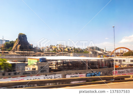 Rio de Janeiro Brazil City Road Highway with Cityscape Skyline. Rio de Janeiro Brazil City Road Highway with Cityscape Skyline. 137837583