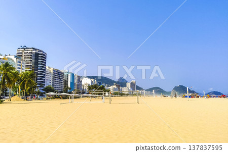 Copacabana Beach Tropical Paradise and City Skyline Rio de Janeiro Brazil. 137837595