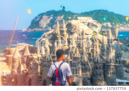 Giant Castle Made of Beach Sand Rio de Janeiro Brazil. Giant Castle Made of Beach Sand Rio de Janeiro Brazil. 137837759