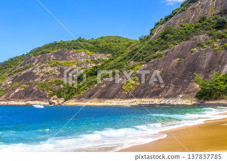Tropical Urca Red Beach with Many People Rio de Janeiro Brazil. 137837785