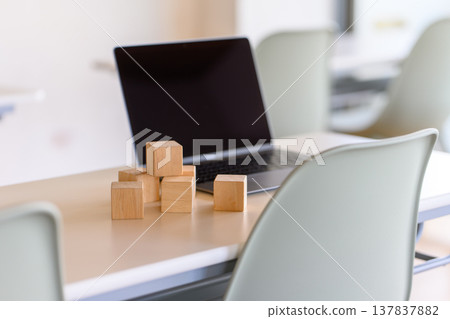 Building blocks and a laptop 137837882