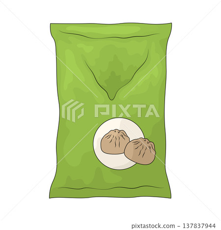 Illustration of dumpling bag Illustration of dumpling bag 137837944