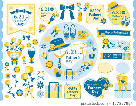 [2026] Stylish Father's Day Illustration Set (with text) 137837994