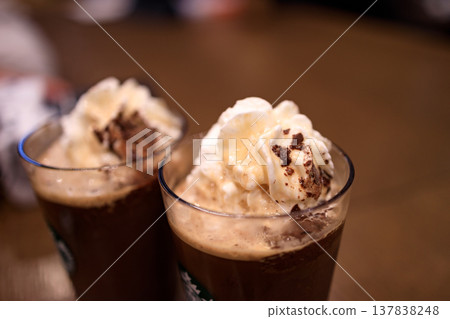 Delicious coffee drinks at a cafe 137838248
