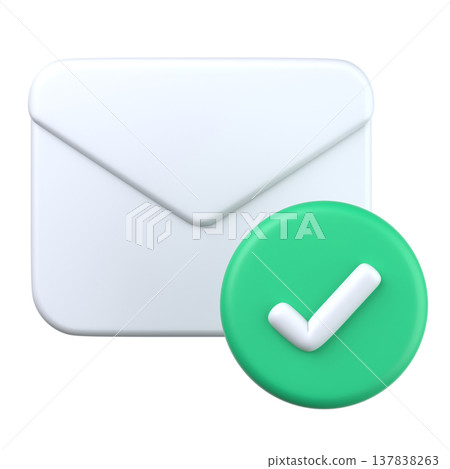 Simple 3D email icon and checkmark 137838263
