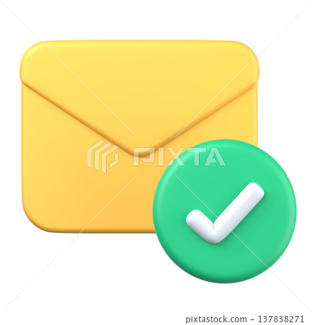 Simple 3D email icon and checkmark 137838271