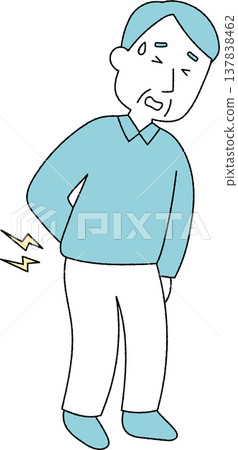 背痛的老年男子(單色) 背痛的老年男子(單色) 137838462