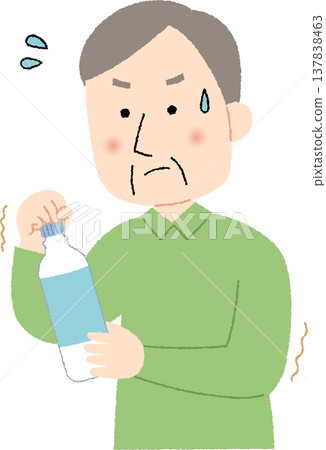 握力較弱的老人,連塑膠瓶蓋都打不開。 握力較弱的老人,連塑膠瓶蓋都打不開。 137838463