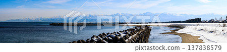 A seaside park in Toyama Prefecture where you can see the Tateyama mountain range and the Noto Peninsula beautifully in winter. A seaside park in Toyama Prefecture where you can see the Tateyama mountain range and the Noto Peninsula beautifully in winter. 137838579